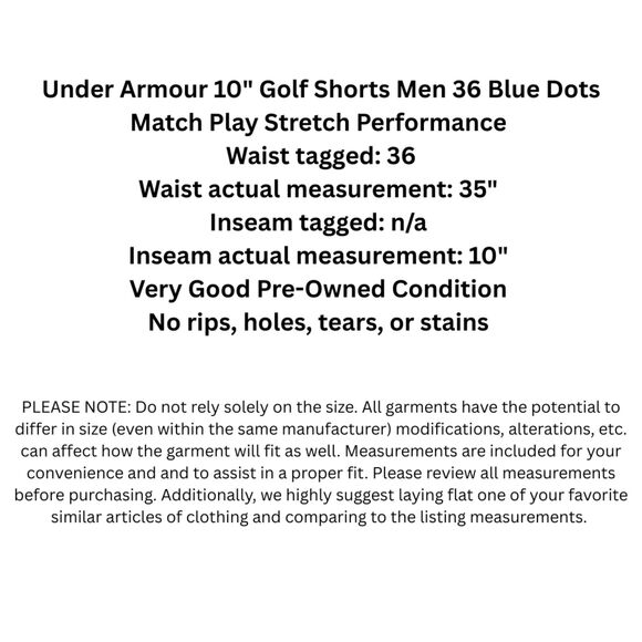 Under Armour 10” Golf Shorts Men 36 Blue Dots Match Play Stretch Performance - Picture 2 of 11